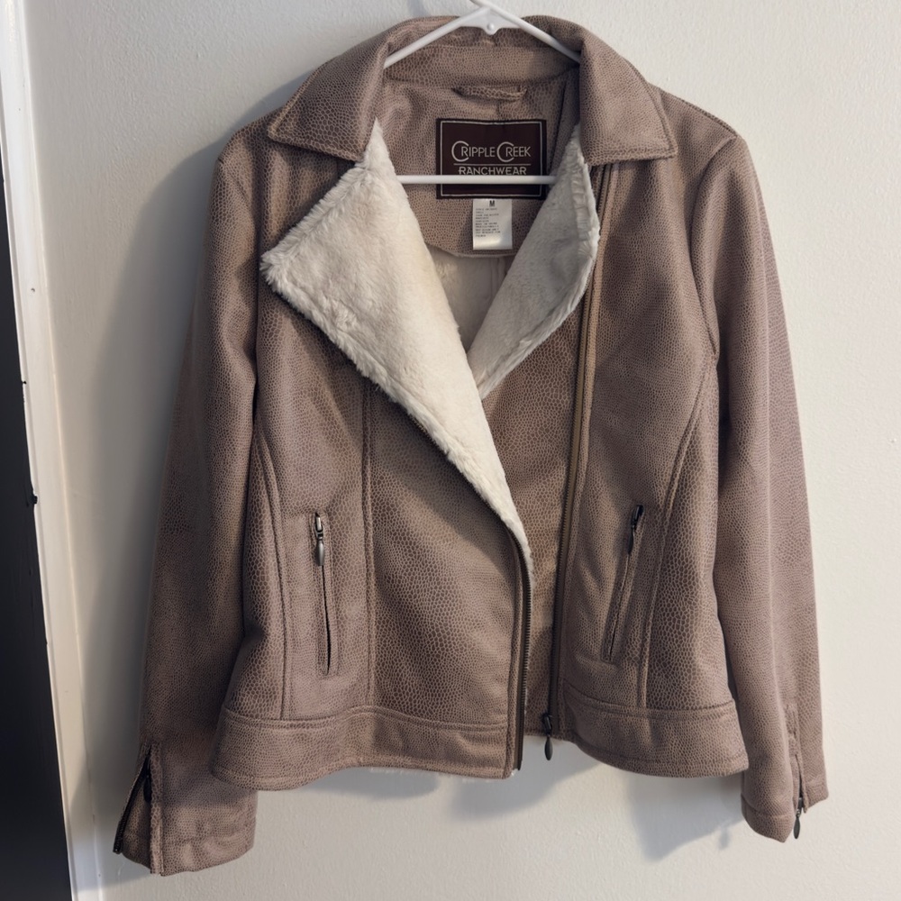 Cripple Creek Ranchwear Women's Suede Jacket with Faux Fur Interior